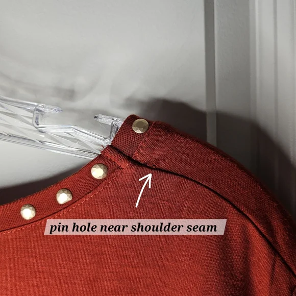 Ruby Rd Petite Studded Trim Blouse Rust Red Swing Top Large Petite Casual - Picture 5 of 11